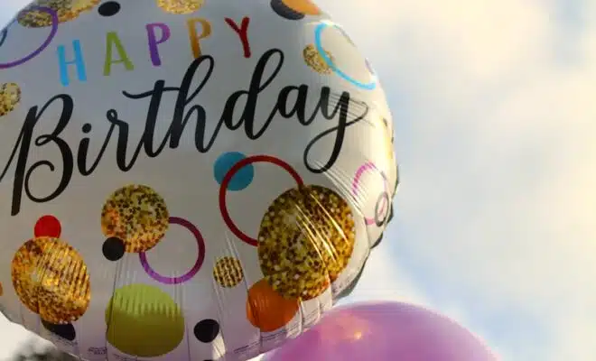 happy birthday balloons with happy birthday text