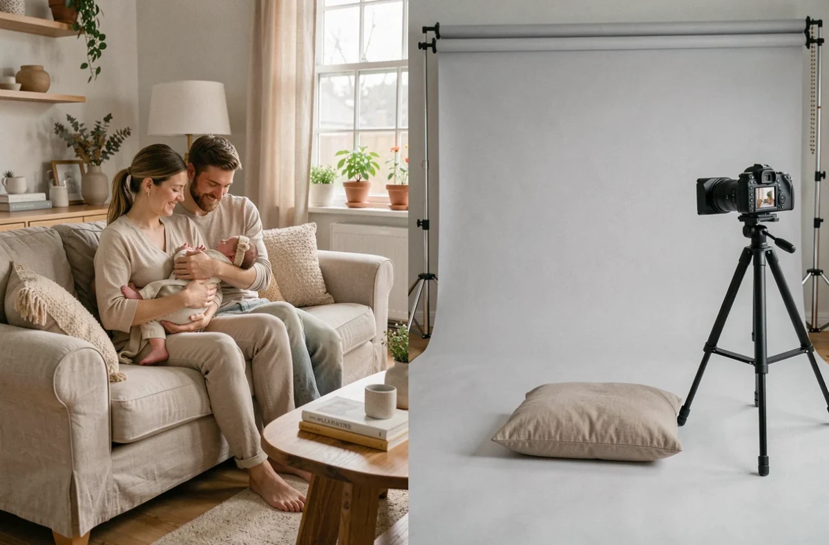 Comparaison entre une séance nouveau-né à domicile et en studio pour un choix éclairé
